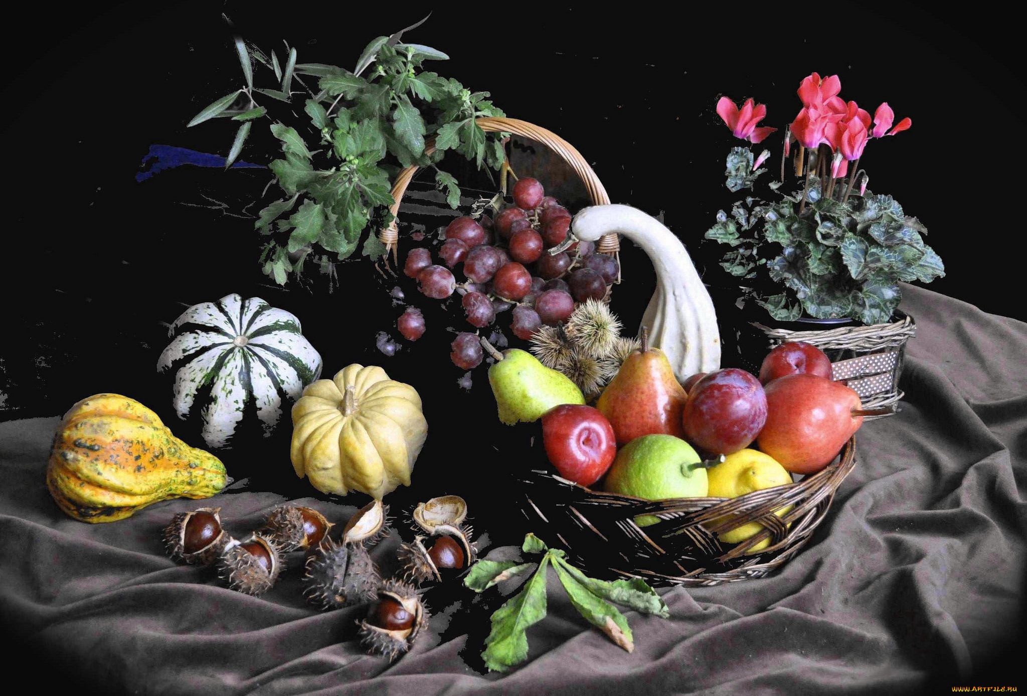 Натюрморт цветы овощи и фрукты